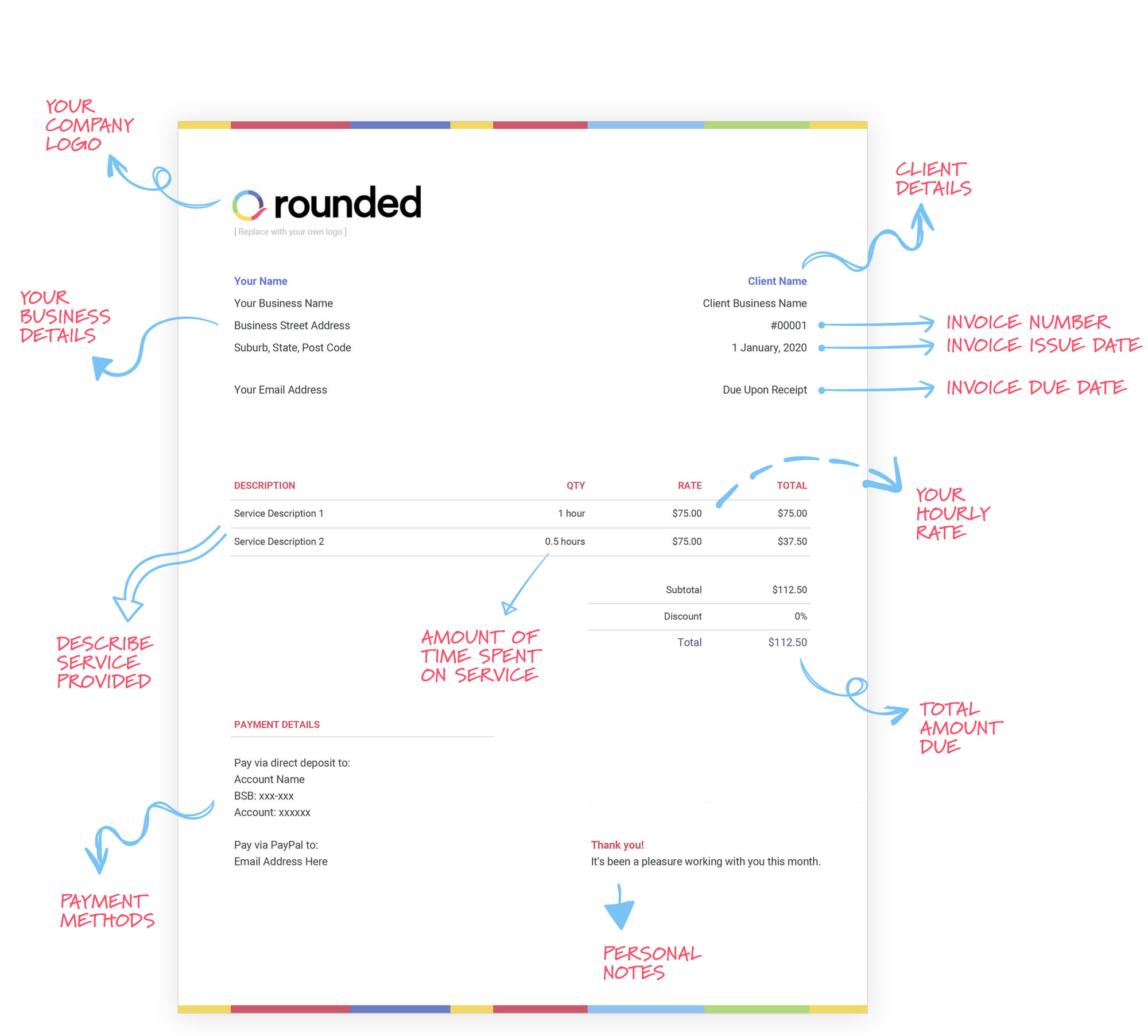 free invoice templates for sole traders freelancers rounded