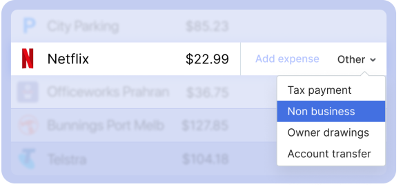Composite graphic showing how expenses can be categorised to business or non-business