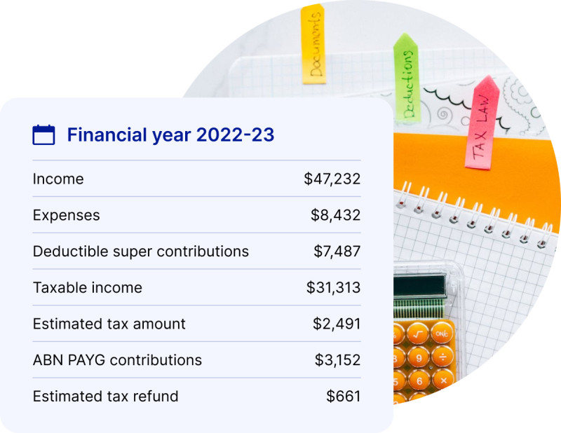 Composite graphic showing example rounded Tax Calculations