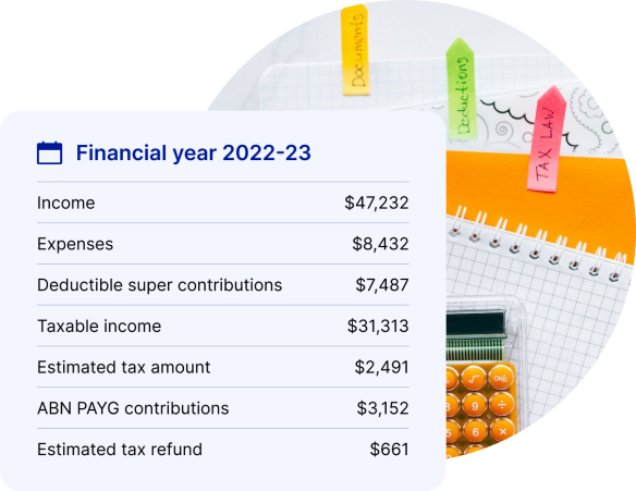 Composite graphic showing example rounded Tax Calculations